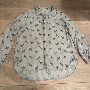 JANE AND DELANEY WOMENS GRAY TUNIC GIRAFFE BLOUSE XL